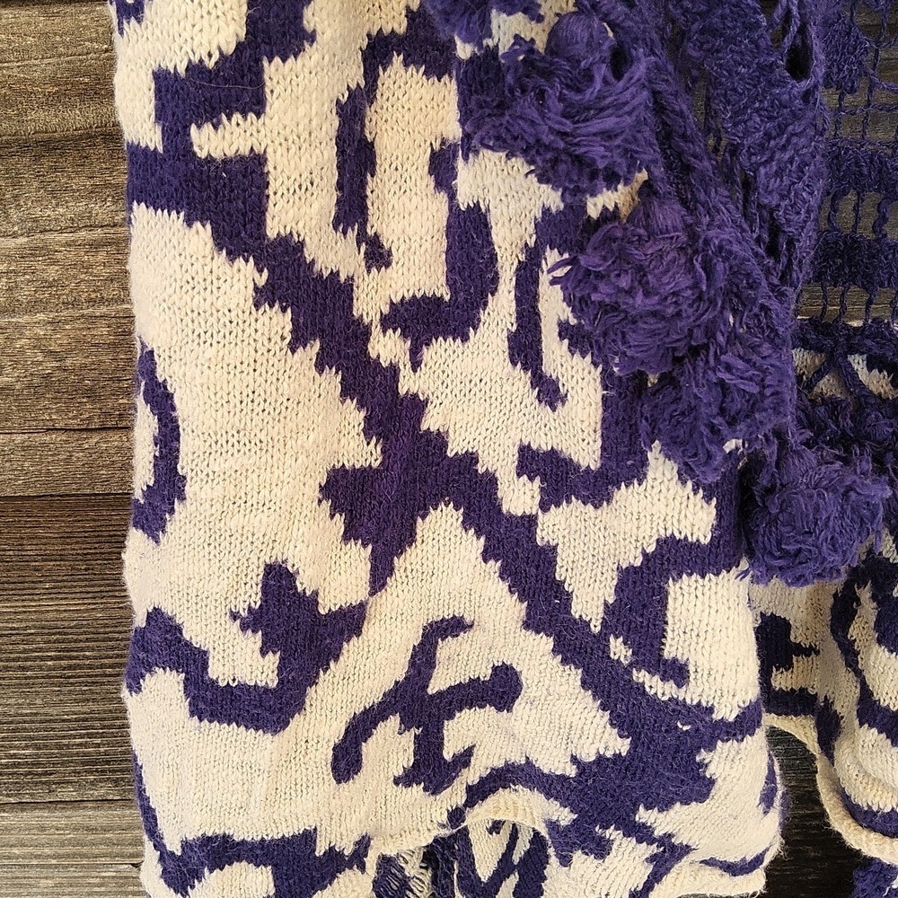 MOTH Anthropologie Purple & White Patterned Sleeveless Vest Size M/ L - Picture 9 of 9
